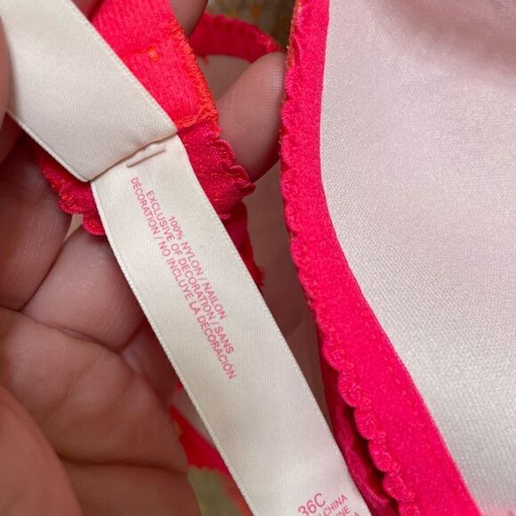 Victoria’s Secret Neon Hot Pink Polka Dot Push Up Babydoll Lingerie, 36C NWOT - Picture 10 of 10